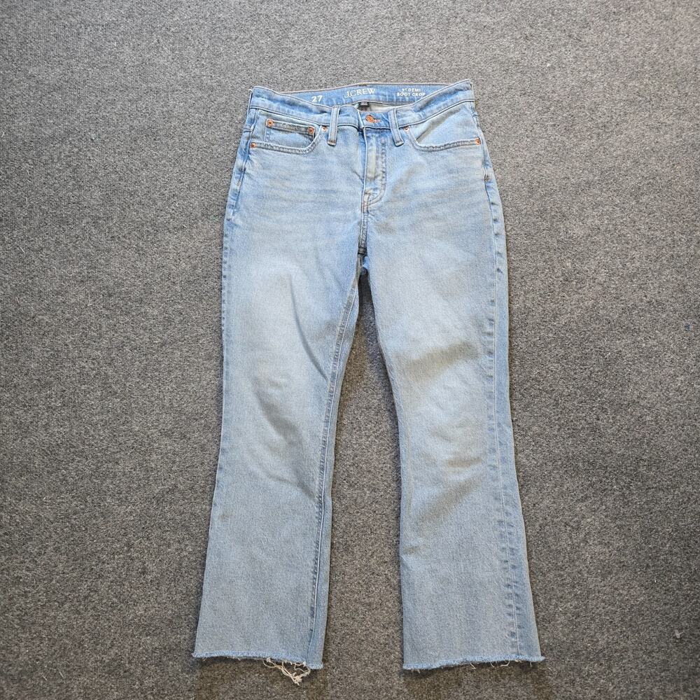 J Crew Jeans Womens 27 Blue 9 Inch Denim Boot Crop Light Wash Raw Hem Casual